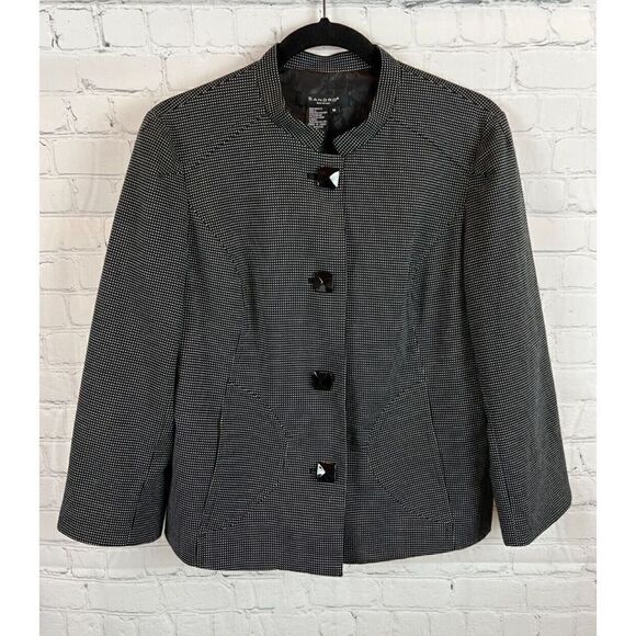 SANDRO black white polka dot 3/4 sleeve button jacket blazer size M - Picture 1 of 9